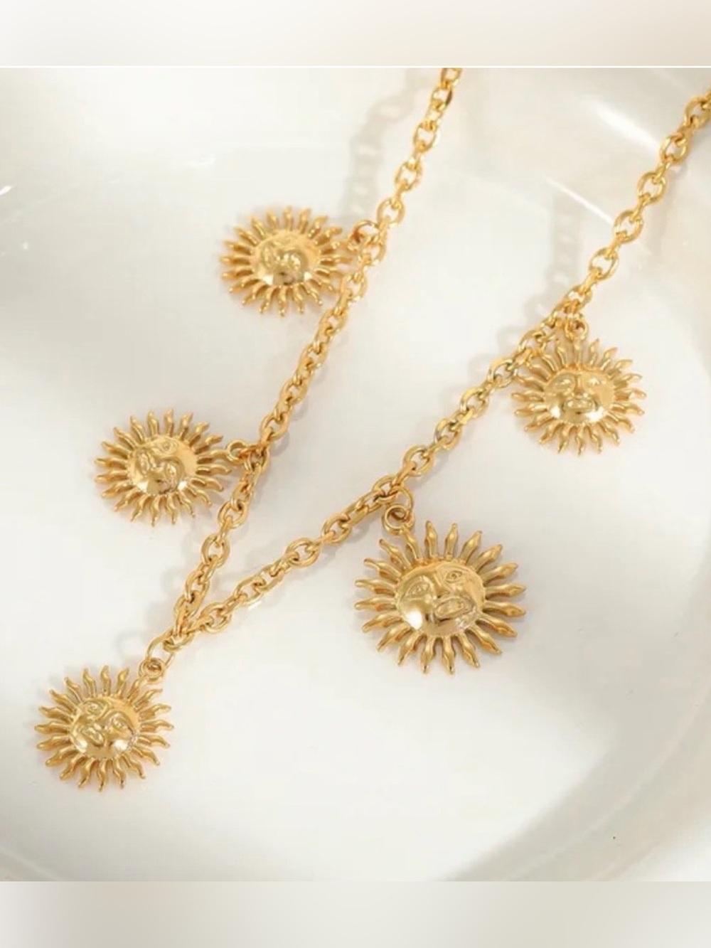 Sun Charms 18K Gold Plated Stainless Steel Necklace